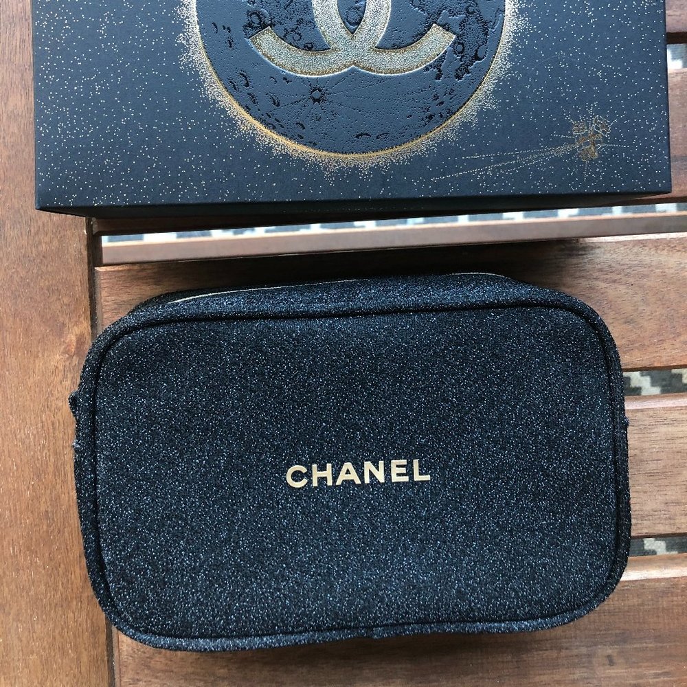 Black CHANEL Holiday 2020 Makeup Bag and Box